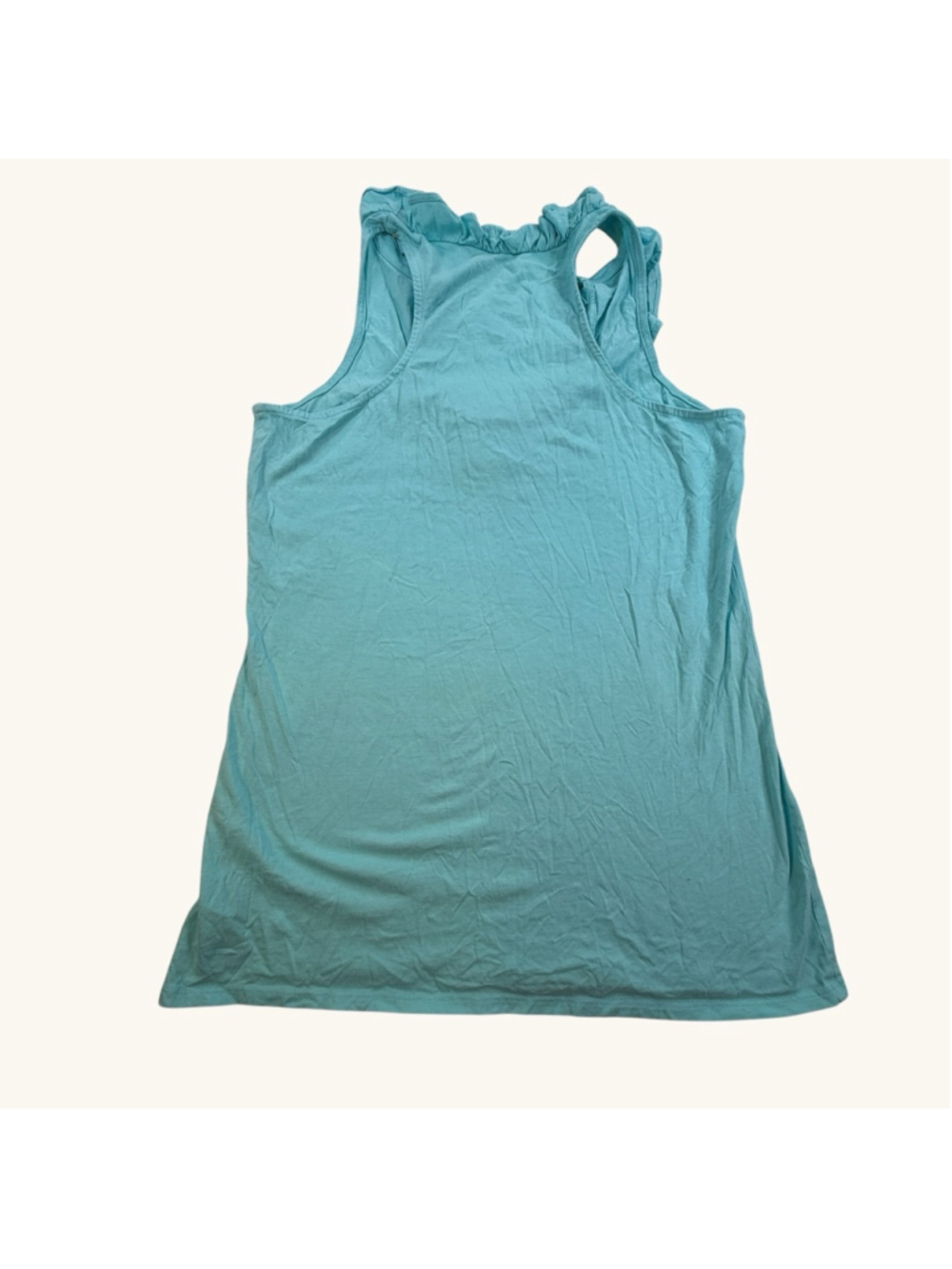 Lilly Pulitzer Aqua Blue Ruffle Neck Sleeveless Tank Top Women’s Large - Picture 2 of 5